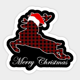 Christmas plaid fawn two Sticker